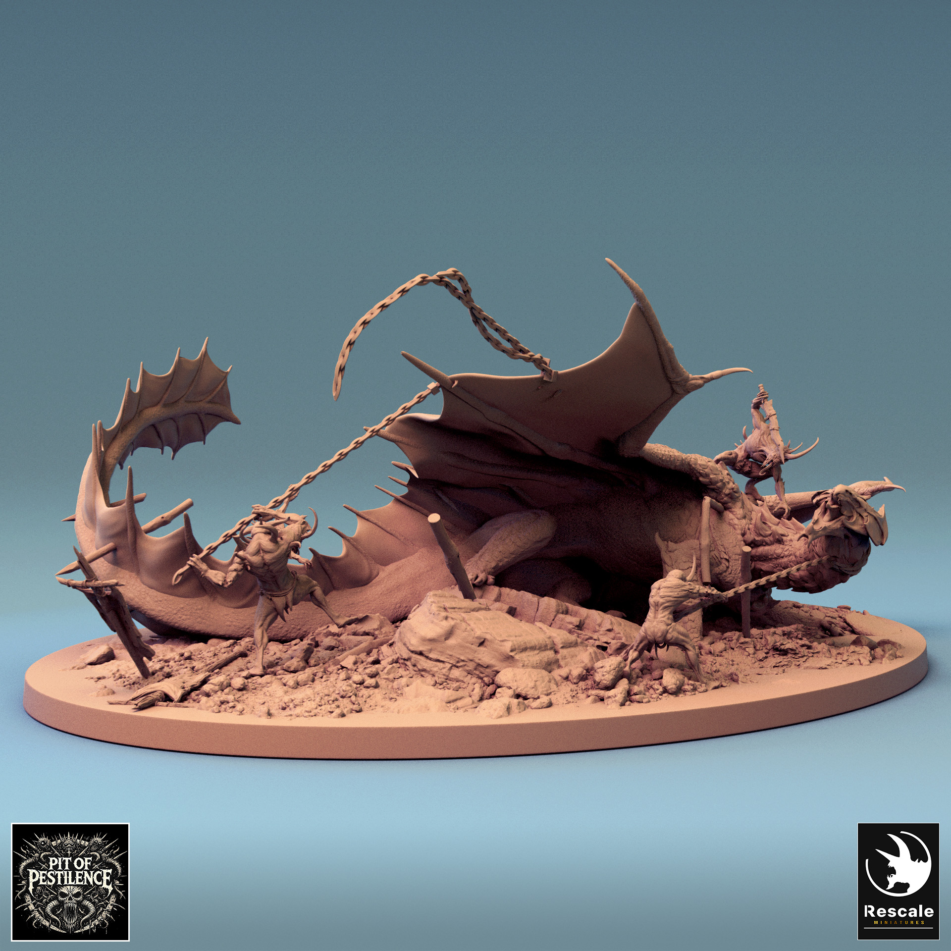 Legendary Metallic Brass Dragon Battle Diorama